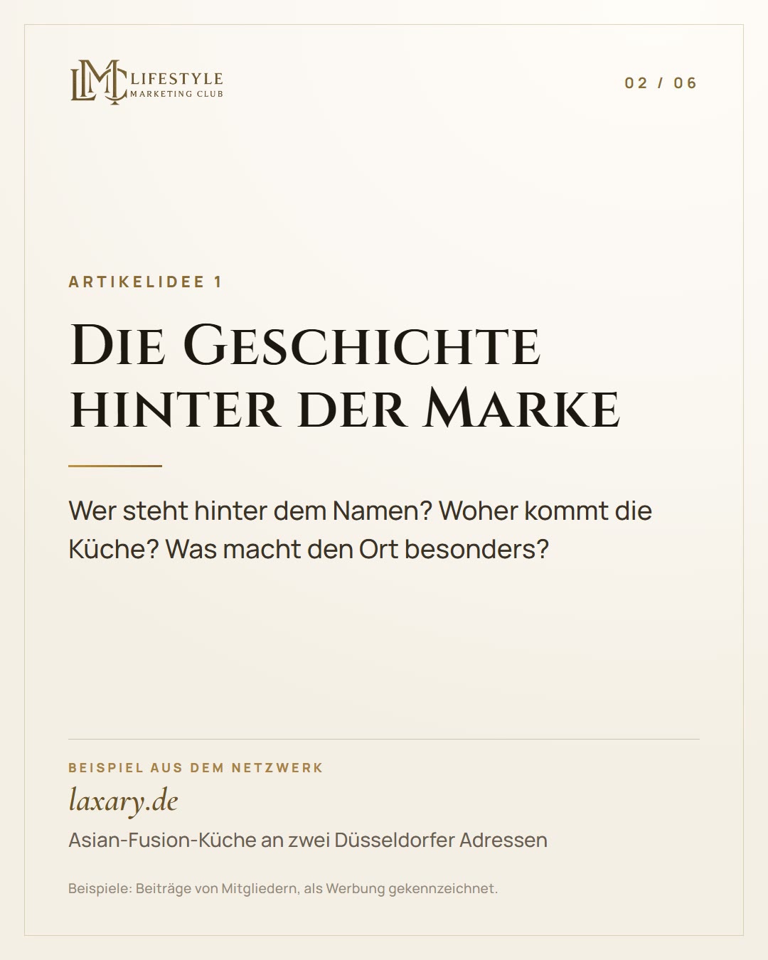 Dein Menü steht online. Deine Geschichte auch? (2/6)