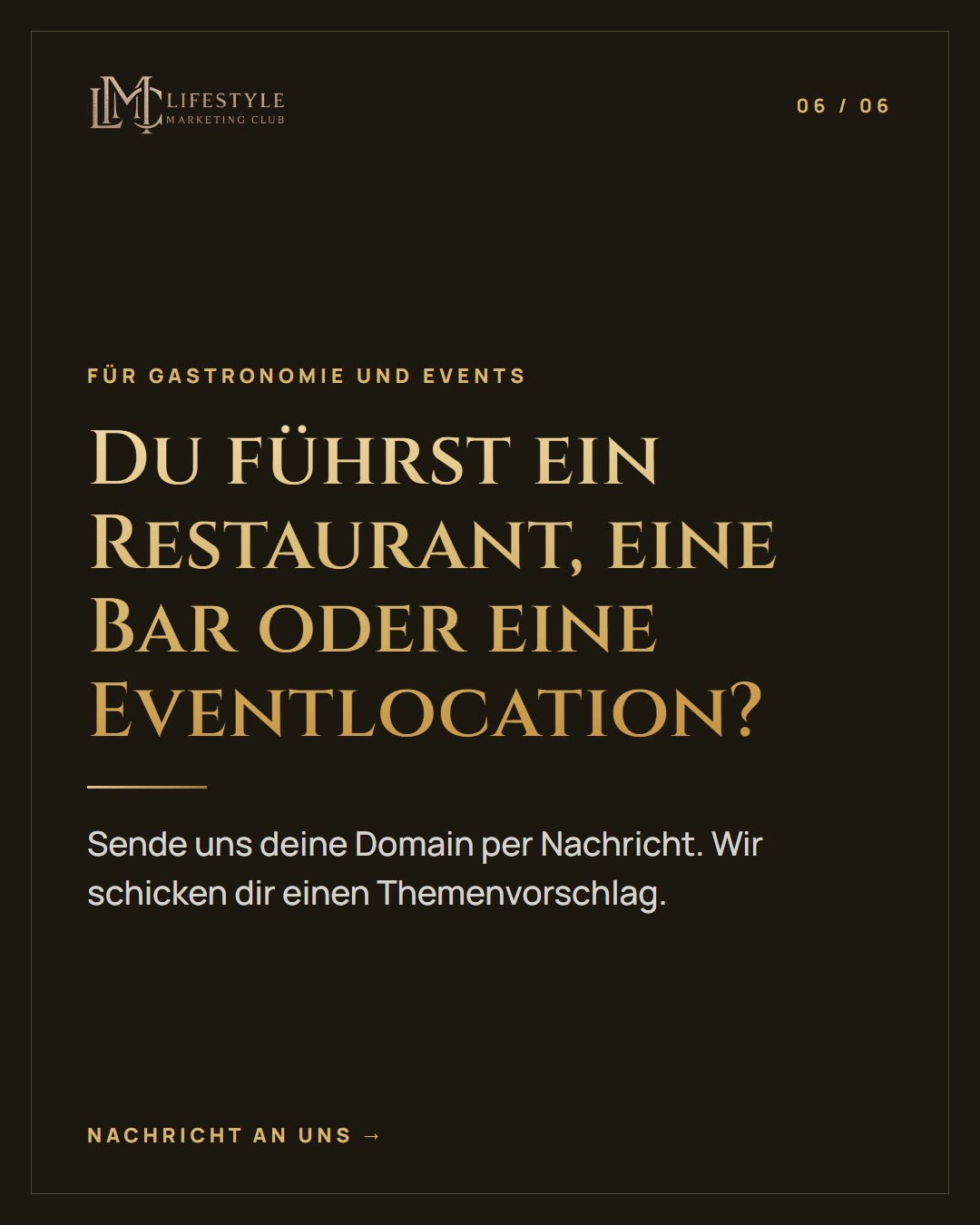 Dein Menü steht online. Deine Geschichte auch? (6/6)
