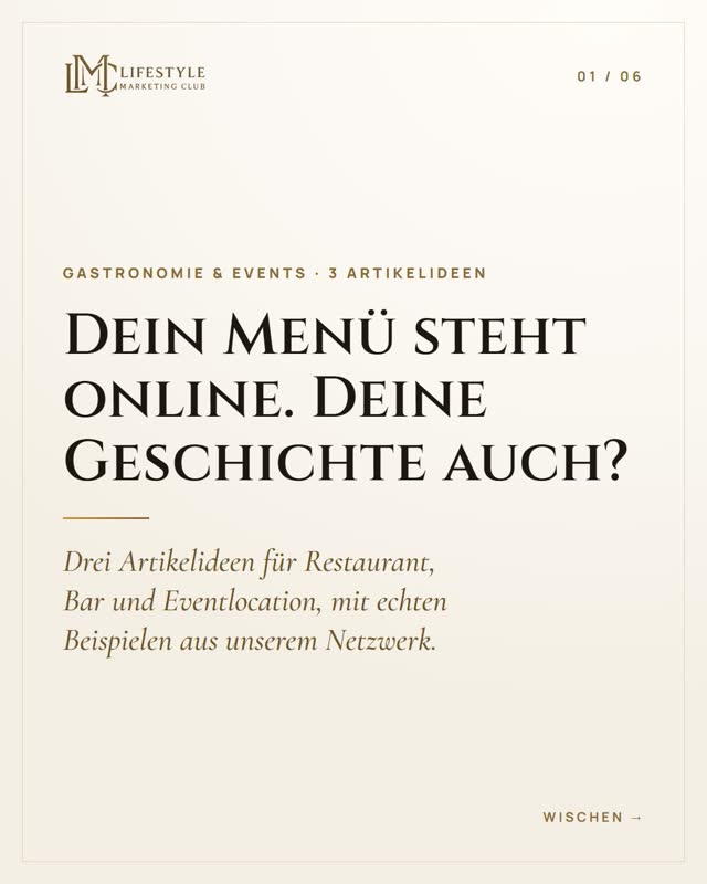Post: Dein Menü steht online. Deine Geschichte auch?